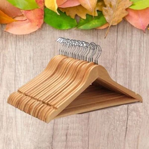 Chromhaken praktisch Kleiderbügel Hosenbügel Natur Holz Taschenaufhänger - Bild 1 von 7