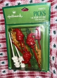 Vintage Hallmark Christmas Party Picks - Never Opened Pack Of 16 - Picture 1 of 4
