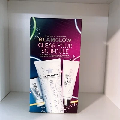 Glamglow Clear Your Schedule Limpiador, Mascarilla, Crema Hidratante Set Nuevo en Caja Foto 1 de 3