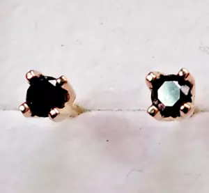 NEW Genuine 9ct 9k 375 Yellow Gold Ladies Stud Earrings Beautiful Black Diamonds - Picture 1 of 12