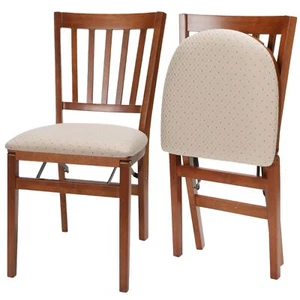 Meco STAKMORE School House Folding Chair Wood Cherry Finish Set of 2 21D x 17... - Picture 1 of 7