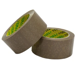 PRIMA BROWN VINYL TAPES 48MMX66M STRONG ADHESIVE PARCEL PACKAGING BOX TAPE - Picture 1 of 4