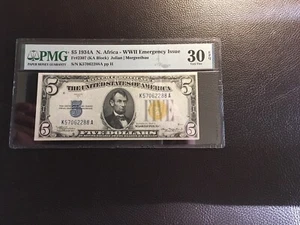 5.00 North African Currency Note PMG 30 Very Fine EPQ!! FR2307 - Picture 1 of 2