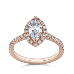 0.69CT Marquise Diamond 14K Rose Gold Diamond Halo Engagement Ring, NEW - Picture 1 of 3