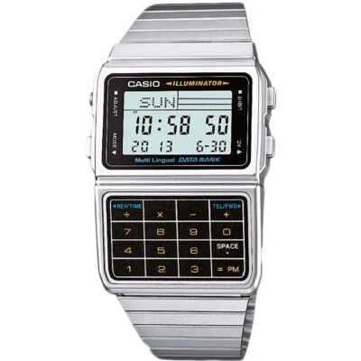 Uhr CASIO DATA BANK CALCULATOR DBC-611-1DF Taschenrechner Stahl Armbanduhr - Bild 1 von 4