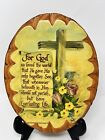 Vintage Decoupage On Wood Slice Art Wall Plaque John 3 16 Religious Jesus Christ
