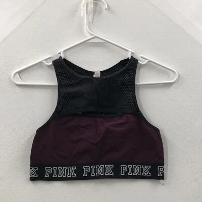 Sujetador deportivo Victoria's Secret rosa para mujer malla multicolor correa espalda cruzada talla M Foto 1 de 4