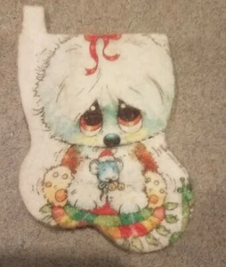 Vintage Small Precious Moments Stocking with dog and mouse - Picture 1 of 2