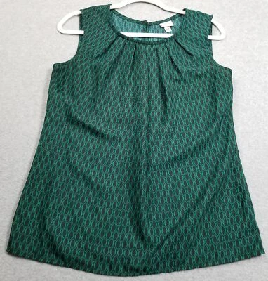 Merona Майка женщин маленький S зеленый темно-синий геометрический без рукавов подкладка блузка - Изображение 1 из 4