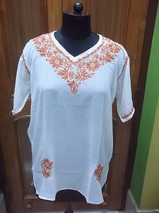 KURTA KURTI ETHNIC 2XL 3XL 4XL 5XL GEORGETTE TOP HANDMADE CHIKAN EMBROIDERY - Picture 1 of 5