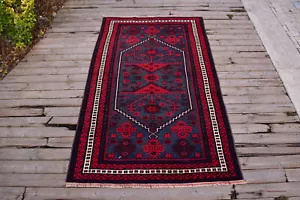 Turkish Rug 3x6 Handknotted Vintage Natural Wool Yagcibedir Rug 110x190cm Carpet - Picture 1 of 11