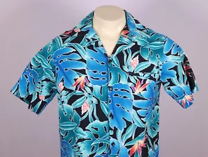 Vintage HILO HATTIE'S Hawaii-Aloha-Hemd mit großem Blumenmuster für Herren - blau bunt - Bild 1 von 12