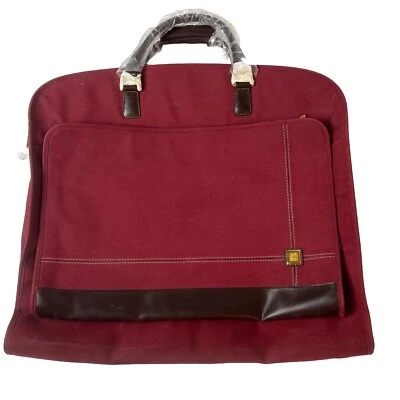 New Diane Von Furstenberg DVF Garment Suit Travel Bag Maroon Red Sueded Canvas - Image 1 of 4