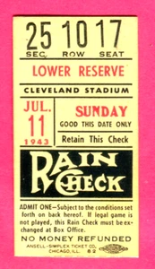 NICE! VINTAGE 1943 BASEBALL TICKET STUB! 7/11/43 INDIANS/SENATORS-DH - Picture 1 of 1