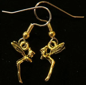 Tinkerbell Earrings 24 Karat Gold Plate Tiny Disney Fairy Fairies - Picture 1 of 2
