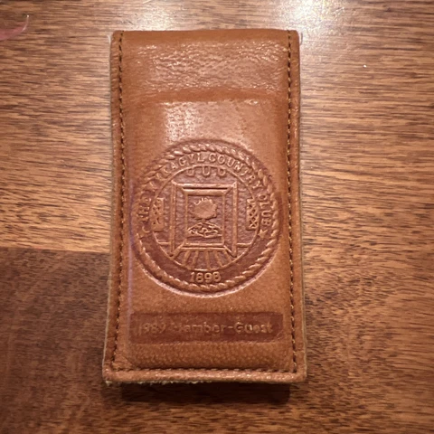 Vintage Wykagyl CC 1898 1989 Member Guest New Zealand Lambskin Money Clip Magnet Cover