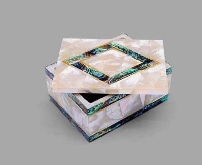 4"x3"x2" Marble Random Work Gemstones Handmade Accessories Trinket Box Decor - Image 1 of 4