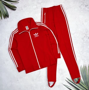 Vintage Adidas Track Suit Jacket & Pants HONG KONG Red size XS - S - Picture 1 of 24