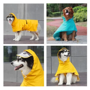 Dog Raincoat Pet Clothes Hoodies Waterproof Rain Jacket Jumpsuit Rain Coat - Picture 1 of 15