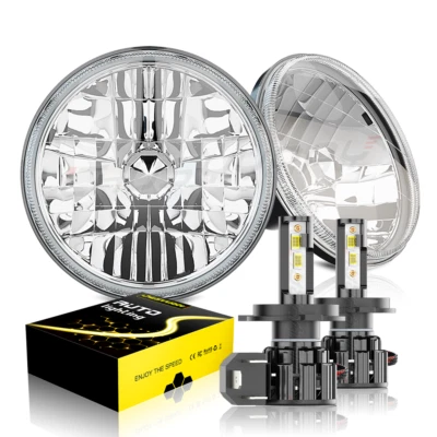 Fit GMC C15 C25 C35 1975-1978 Pair 7" Round LED Headlights High Low Beam - Image 1 of 4