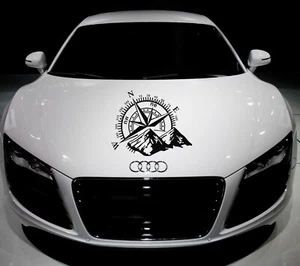 Compass Mountains Car Truck Vinyl Hood Decal Premium Vinyl Removable - Bild 1 von 2