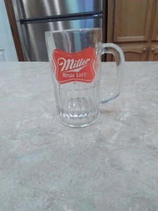 MILLER HIGH LIFE GLASS 6" HEAVY BEER MUG STEIN VINTAGE RARE - Picture 1 of 7