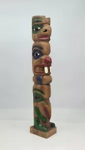Totem Haida costa nord-occidentale 20" intaglio grande intaglio bellissimo - Foto 1 di 18