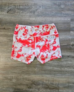 Fleo Tie-Die rot und weiß hoch tailliert Größe Large sportliche Damen Booty Shorts - Bild 1 von 7