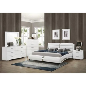 Coaster Jeremaine 4-Piece Contemporary Wood California King Bedroom Set in White - Picture 1 of 6