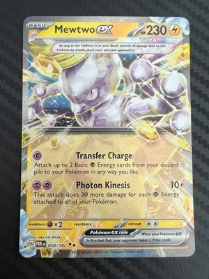 Pokemon TCG Mewtwo ex 058/182 SV04: Paradox Rift Double Rare Holo NM - Image 1 of 2