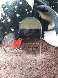 Acrylic Sympathy Message Heart Shaped Paperweight - Picture 1 of 6