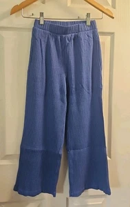 NWT HANNA ANDERSSON RIBBED PUCKERED WIDE LEG PANTS BLUE 130 8 $36 - Picture 1 of 5