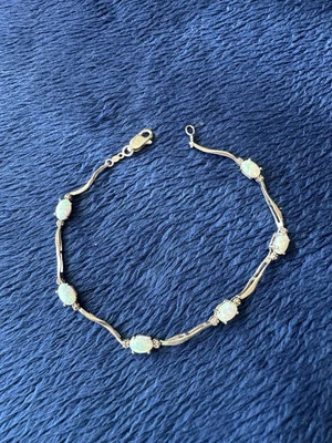 "Pulsera de tenis de ópalo de plata de ley 925, 7,5"" de largo, 3,5 g" Foto 1 de 4