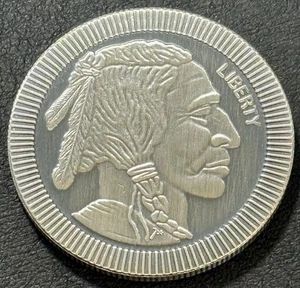 1 OZ .999 Plata Fina ANTIGUA Búfalo Níquel Poker Ficha Estilo Plata Arte Ronda! - Imagen 1 de 2