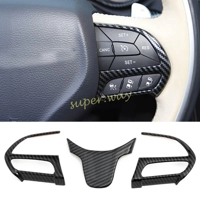 Para Chrysler 300 2015 2016 3x fibra de carbono volante botón marco embellecedores Foto 1 de 4