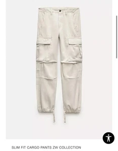 PANTALONES CARGO ZARA BEIGE SLIM FIT 100% Algodón - Imagen 1 de 4
