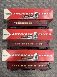 + American Flyer S Gauge 3 Car Red Passenger Set w/ Boxes 952 953 954 - Picture 1 of 13