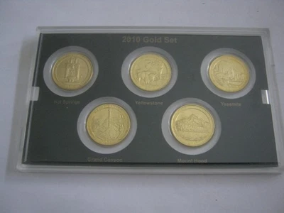 Set of Private Mint Gold Plated 2010 D National Park Quarters, Grand Canyon + 4 - Image 1 of 4