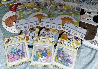 BABY BOY BABY SHOWER 12 PIECE JUNGLE DECORATION LOT - Image 1 of 4