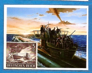 U BOAT 1943 Germania nazista 3° Terzo Reich eroe di guerra sottomarino in azione francobollo MNH - Foto 1 di 2