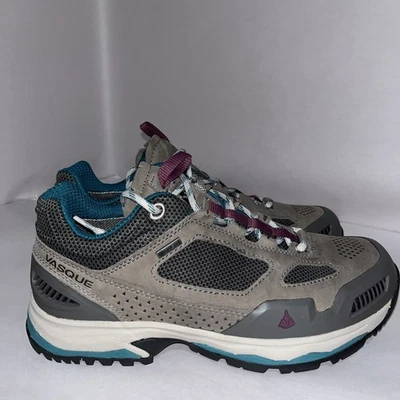 Size 8.5 B- Women’s Vasque 7009 Breeze AT Low GTX Brown/cyan/purple Hiking Boots - Image 1 of 4