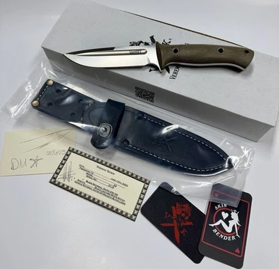 Cuchillos Vehement K2 acabado satinado OD Micarta forros negros cuero negro CPM-154 Foto 1 de 4