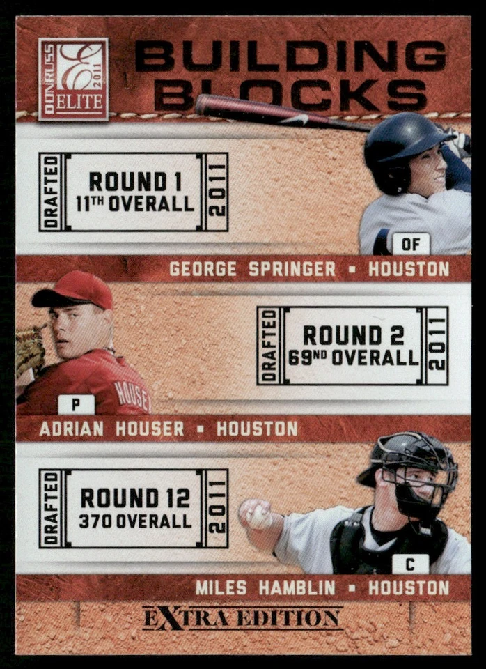 2011 DONRUSS ELITE EXTRA EDITION BUILDING BLOCKS TRIO ADRIAN HOUSER/GEORGE - Image 1 of 2