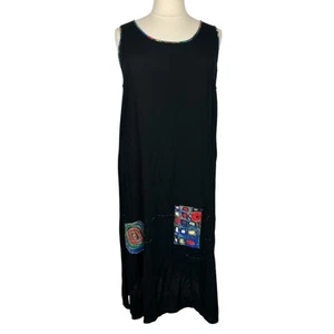 We Be Bop Dress Womens Plus Vintage Y2k Maxi Shift Beaded Artsy Lagenlook Rayon - Picture 1 of 10