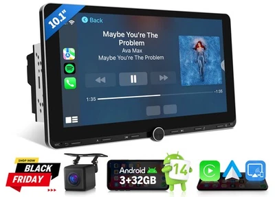 Eonon 10.1" Android 14 Double DIN Stereo Radio Car GPS SAT NAV DAB+ OBD2 CarPlay - Image 1 of 4