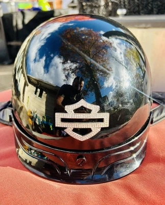 Medio casco/estrás/talla grande Harley Davidson vintage para mujer Bling Skyline Foto 1 de 4