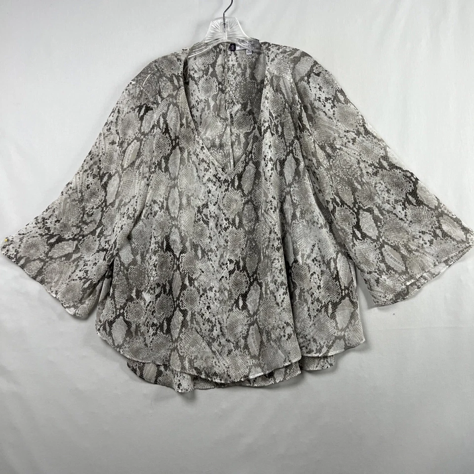 Top Jennifer Lopez para mujer XL gasa piel de serpiente transparente gris Foto 1 de 4