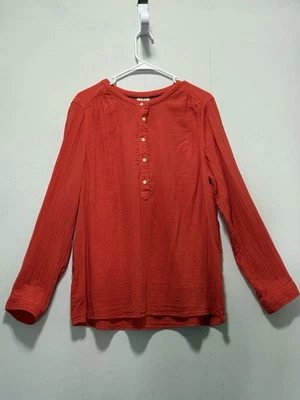 St. John's Bay Orange Long Sleeve Gauze Button Front Blouse Women’s Sz XL - Image 1 of 4