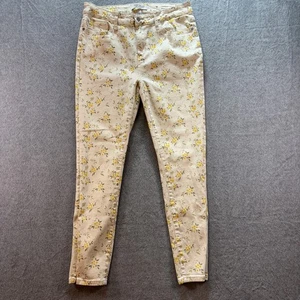 Judy Blue Jeans Womens Sz 11/30 Skinny Fit Ivory Flowers Floral Stretch Pants - Picture 1 of 8