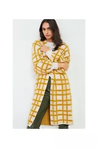 Neu mit Etikett NEU Anthropologie Windowpane gemütlicher Strick-Kimono gelb weiß Cardigan Einheitsgröße - Bild 1 von 3